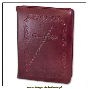 Pismo Święte Starego i Nowego Testamentu. Bordowa skóra, paginatory. Biblia Tysiąclecia